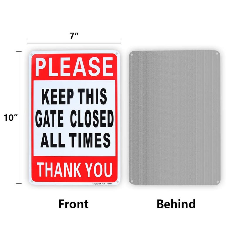Enjoyist 2-Pack Please Keep This Gate Closed Sign 10"x 7" .04" Aluminum Reflective Sign Rust Free Aluminum-UV Protected and Weatherproof - Image 2